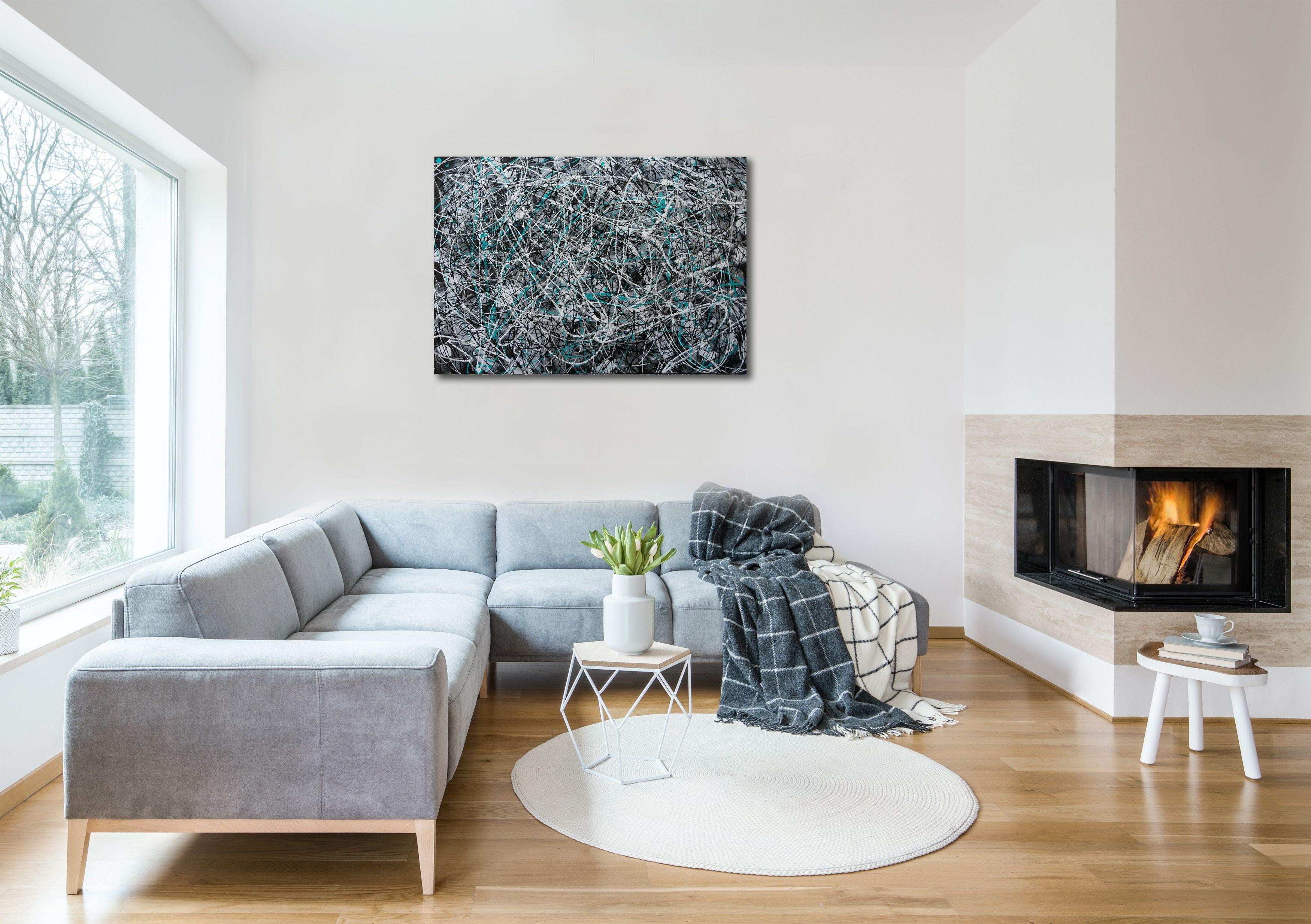 This unique and original painting is made up of layers of colour. It would fit in well with most decorative styles.  A lively colouful abstract painting this piece would be a striking artwork for any room in the house or workplace.   Poured Acrylics