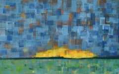 Sliver Sun - Abstract Landscape, Painting, Acrylic on Canvas