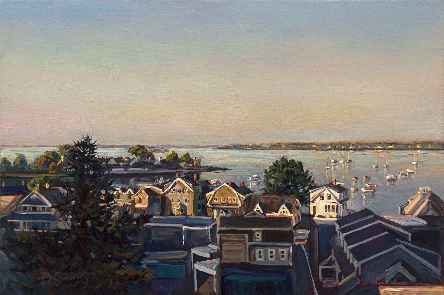 As a west coast artist, when painting the nuances of the East Coast light, I find an additional challenge or two: the subject matter, great attention to detail, and the ability to paint historic structures. All of this is somewhat foreign to me, and