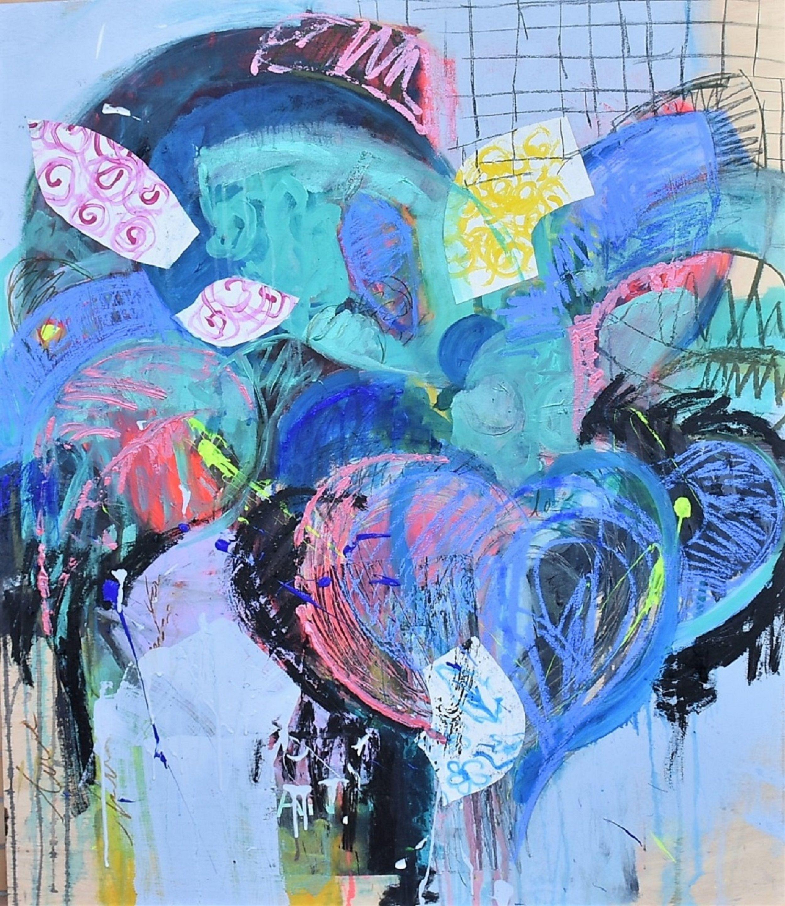 Abstract Painting di Elisa Costa - I due amanti, Pittura, Acrilico su pannello di Wood