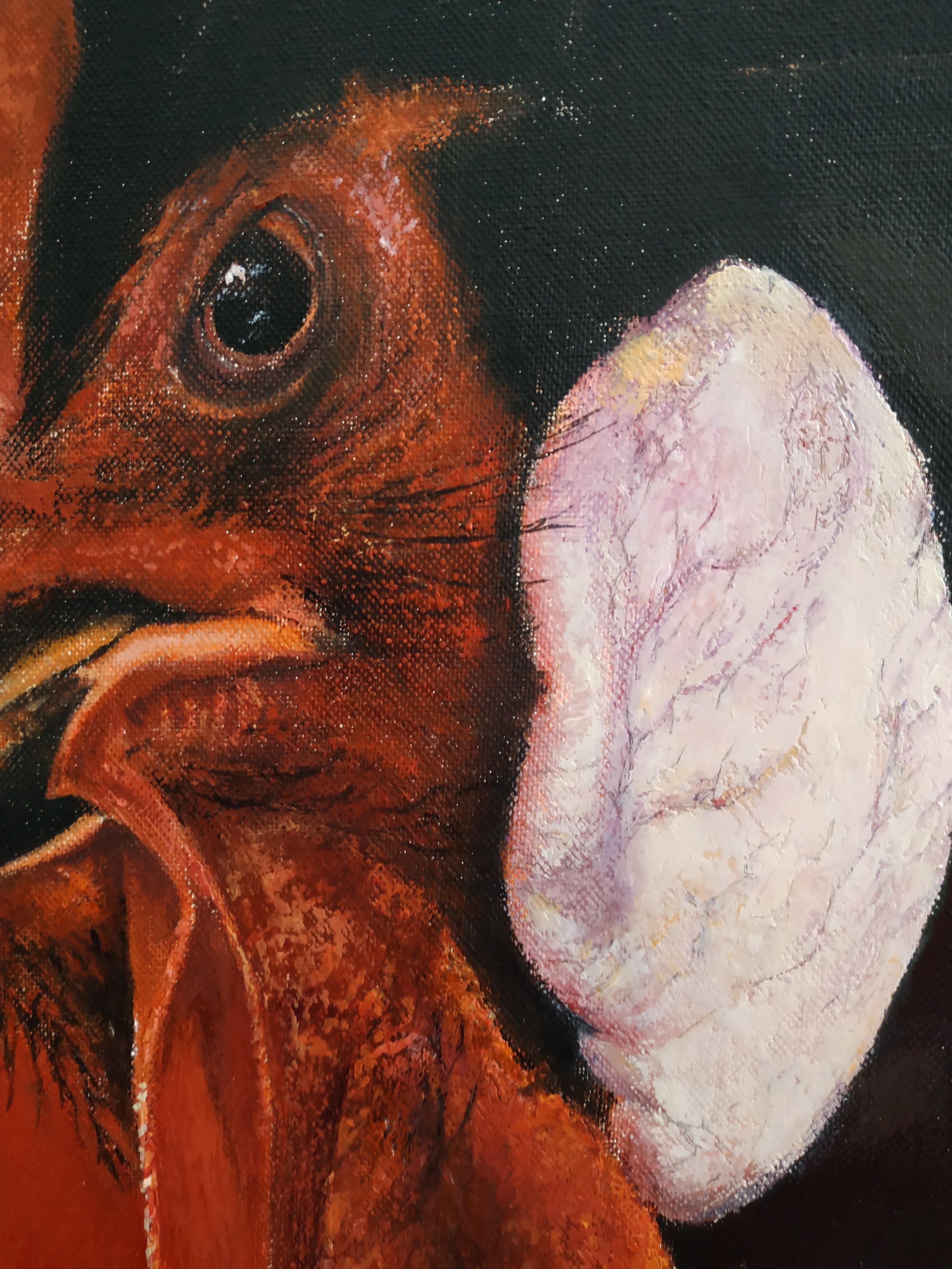 Fleche hen, Painting, Oil on Canvas For Sale 1
