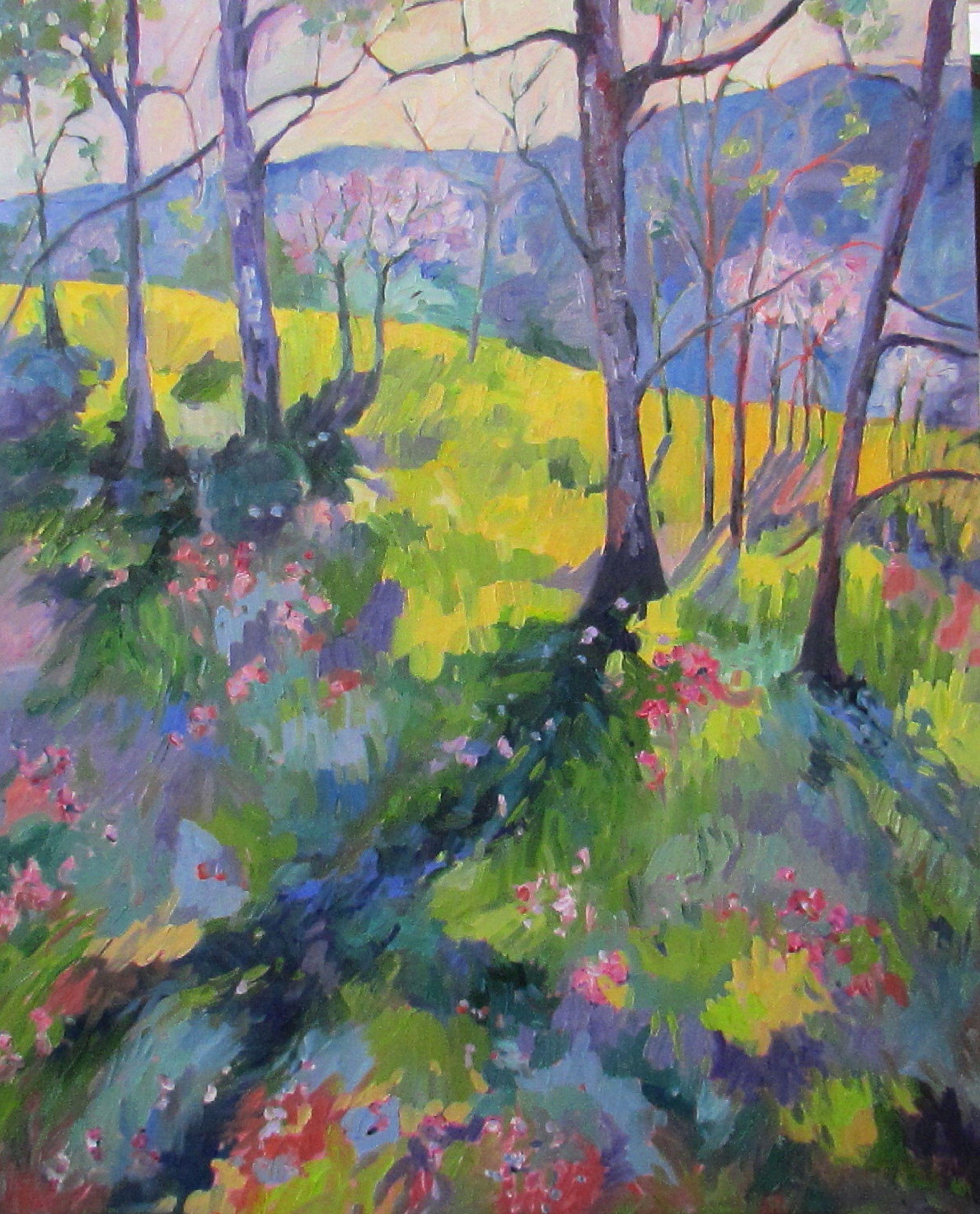 The flower reserve on Mt. Tzouhalem is a beautiful place to visit in the spring.  The  wild flowers are all in bloom and the Garry Oaks are just beginning to show their foilage.  Absolutely breathtaking! :: Painting :: Impressionist :: This piece
