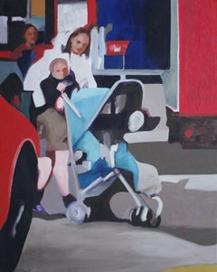 Pram and Trucks, Painting, Oil on Canvas