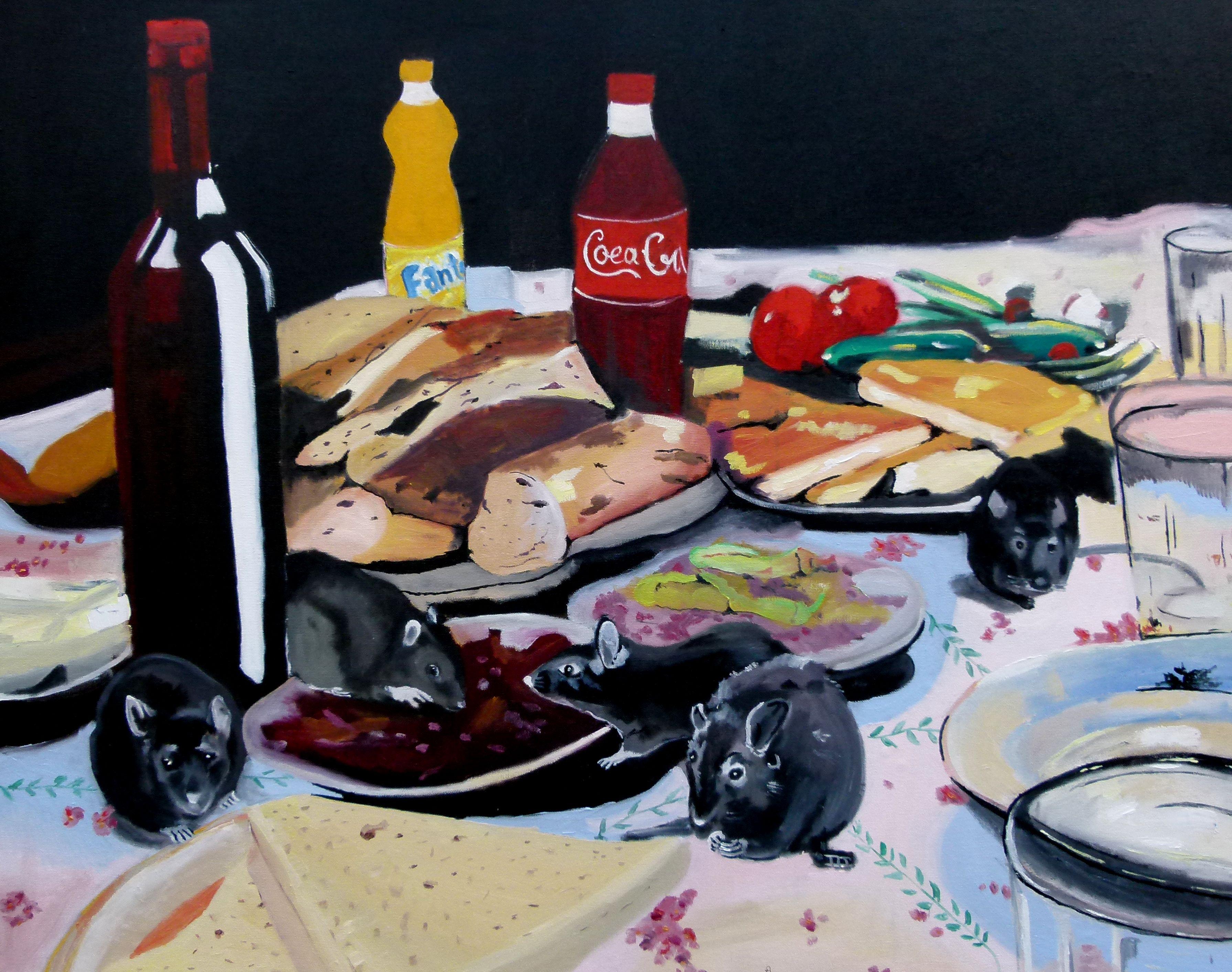 Rats, peinture, peinture à l
huile sur toile - Painting de Soso Kumsiashvili