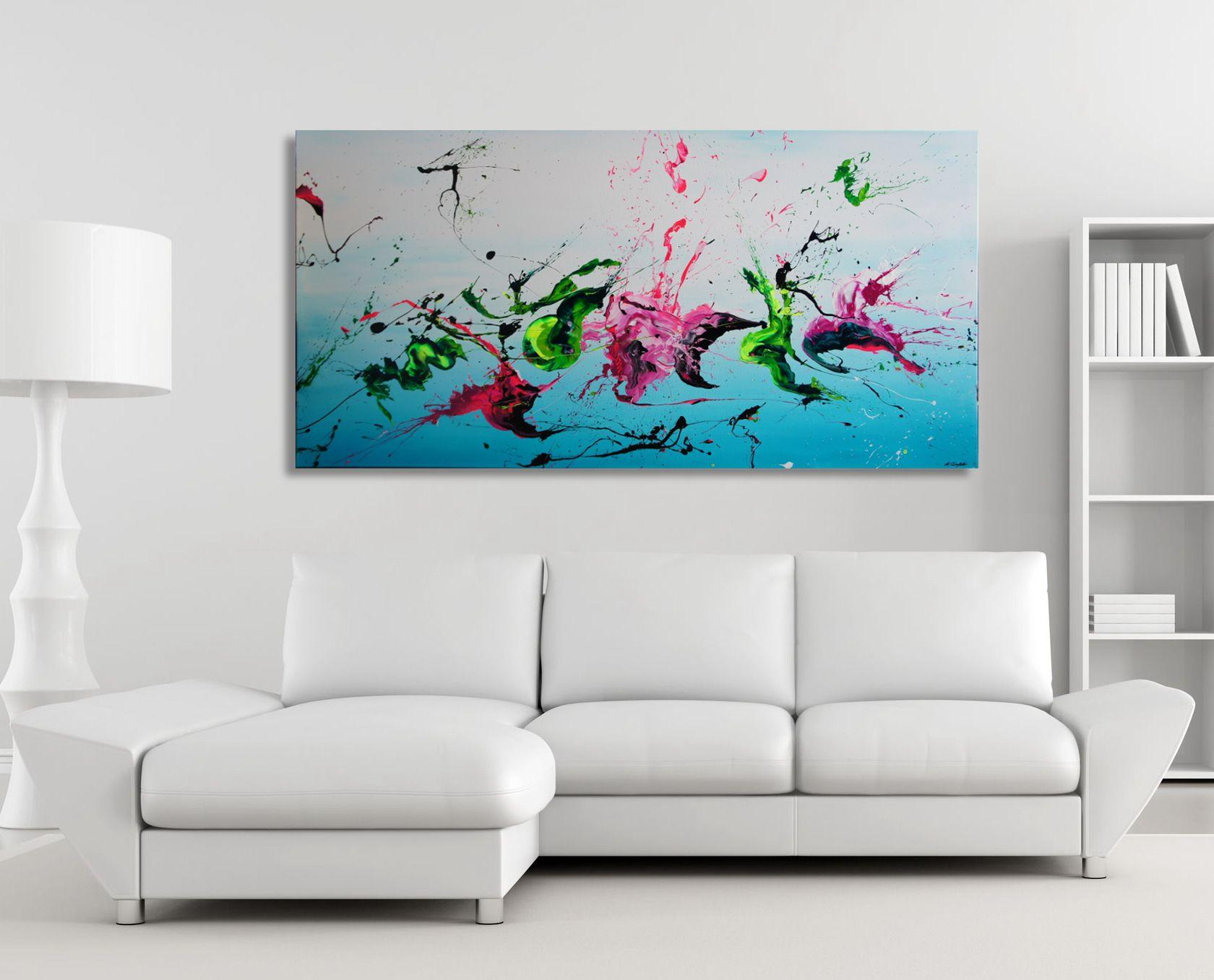 Here's a huge wide piece of the Spirits Of Skies Collection - my new signatory artwork.    This one comes with bright neon colors (orange, yellow, green, and pink) mixed with dark green, black, and white, against a distant appearing background with