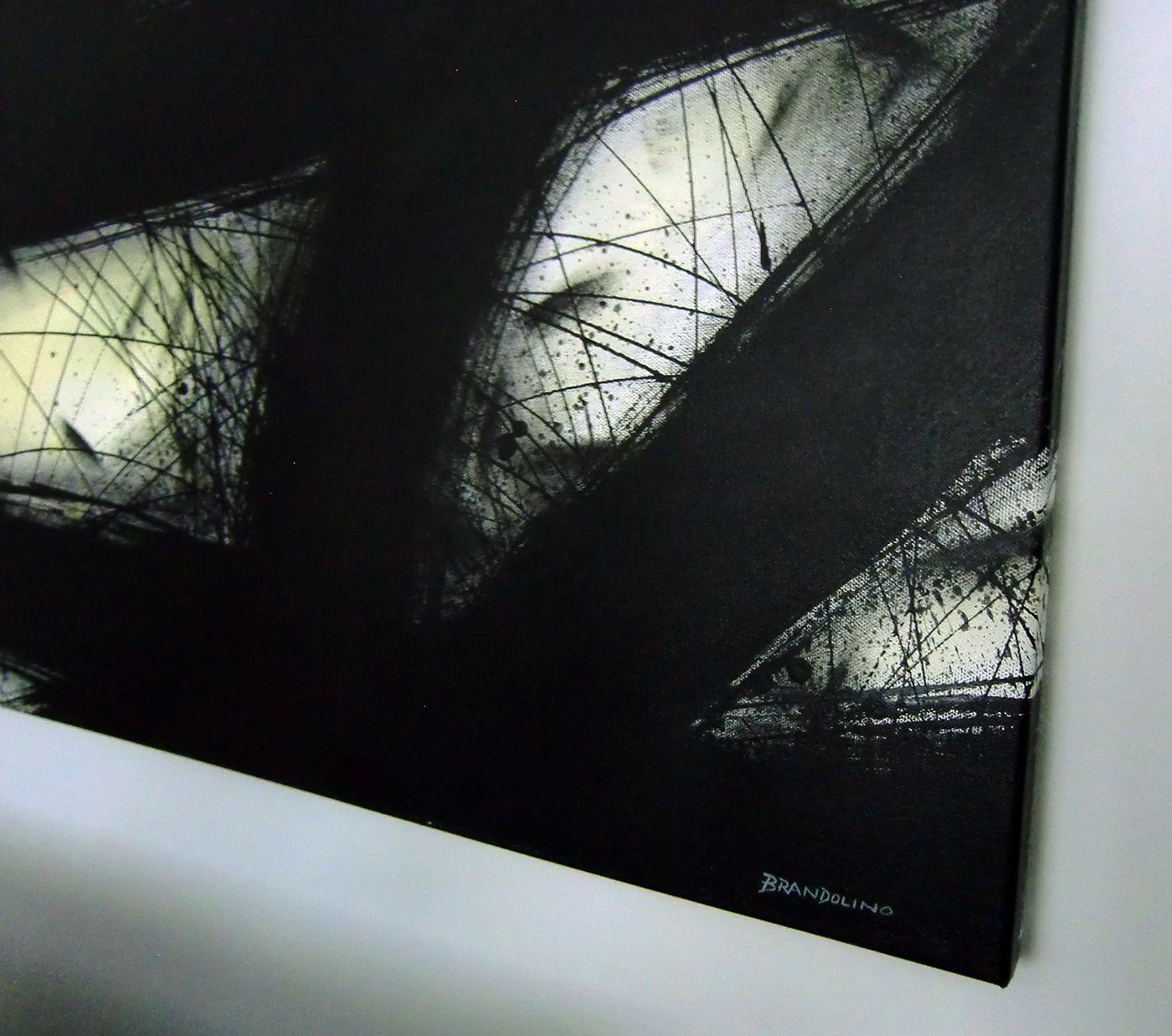 Moving Form, Painting, Acrylic on Canvas - Black Abstract Painting by Ray Brandolino