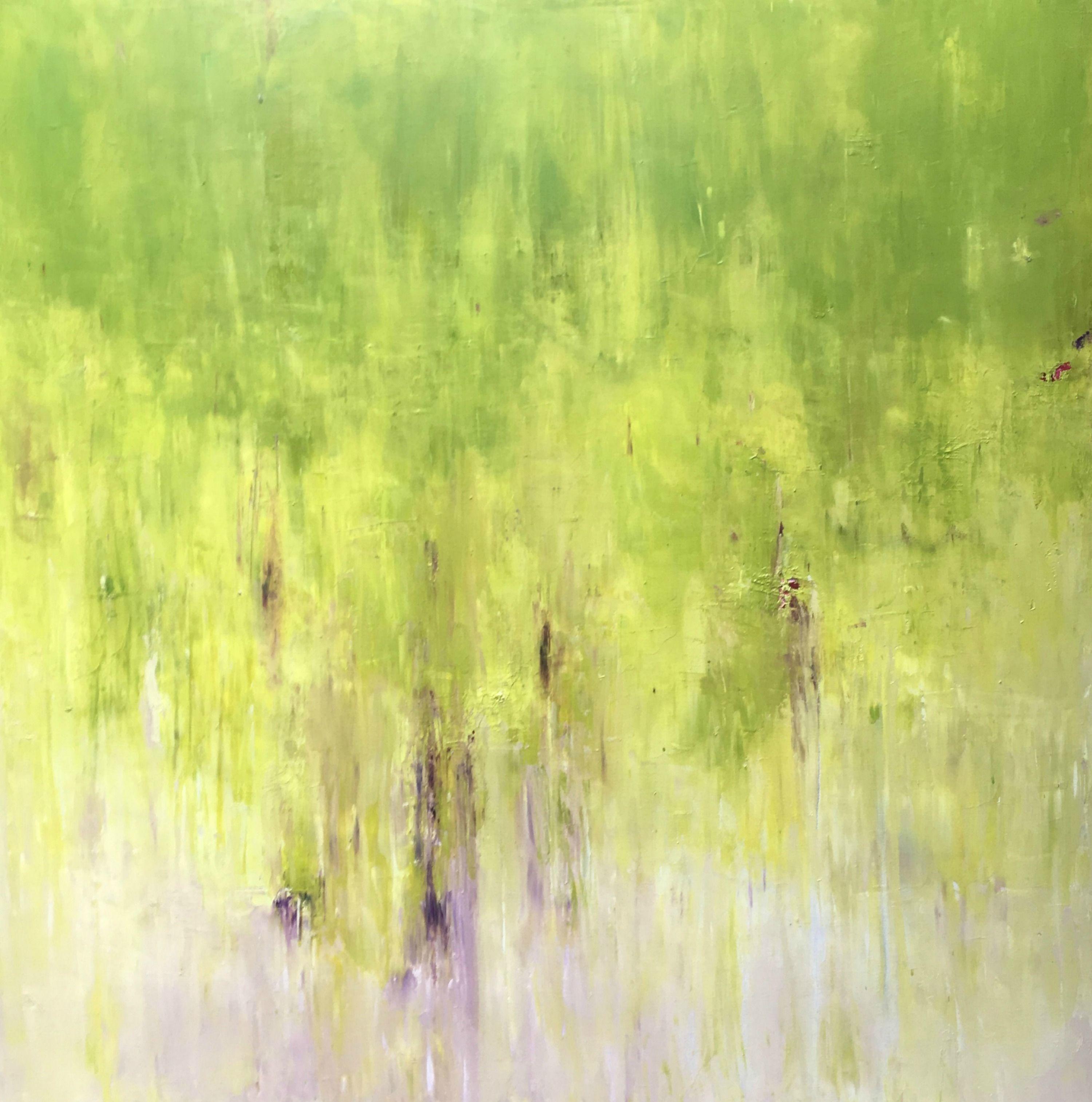 Angela Dierks Abstract Painting - Green Light, Painting, Oil on Canvas