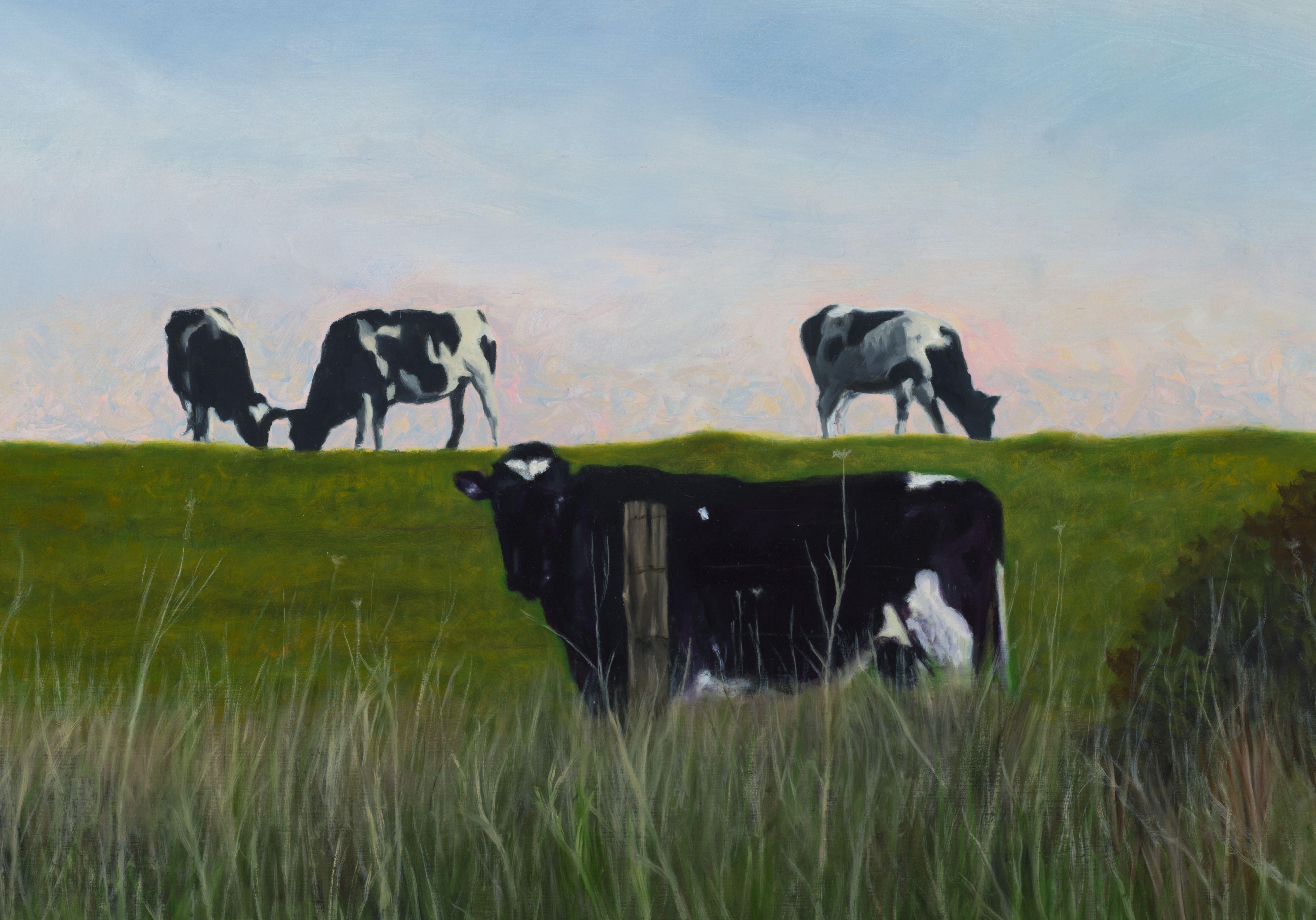 Highline Grazing, Painting, Oil on Canvas For Sale 1