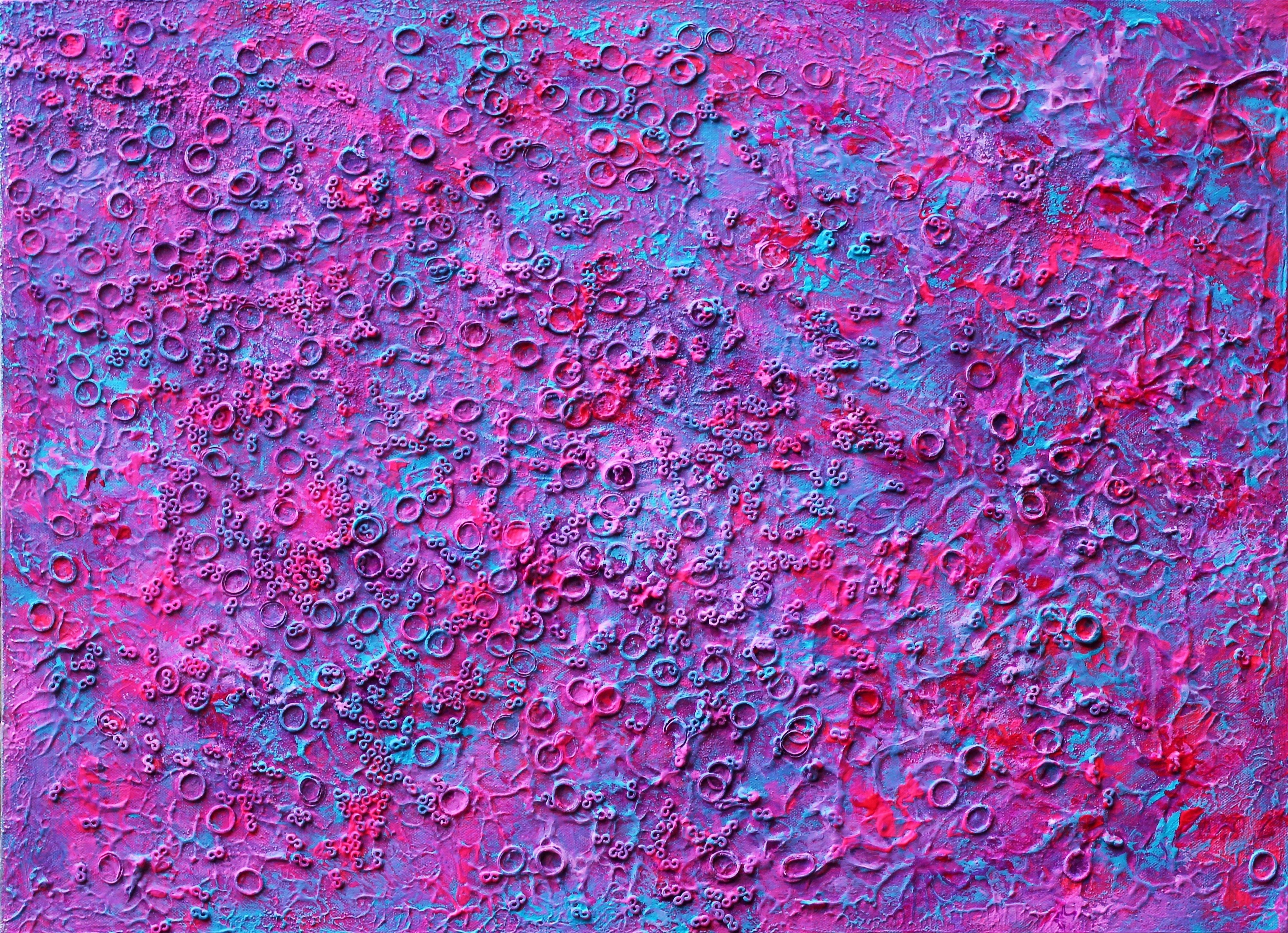 Pamela Rys Abstract Painting - Purple Love, Painting, Acrylic on Canvas