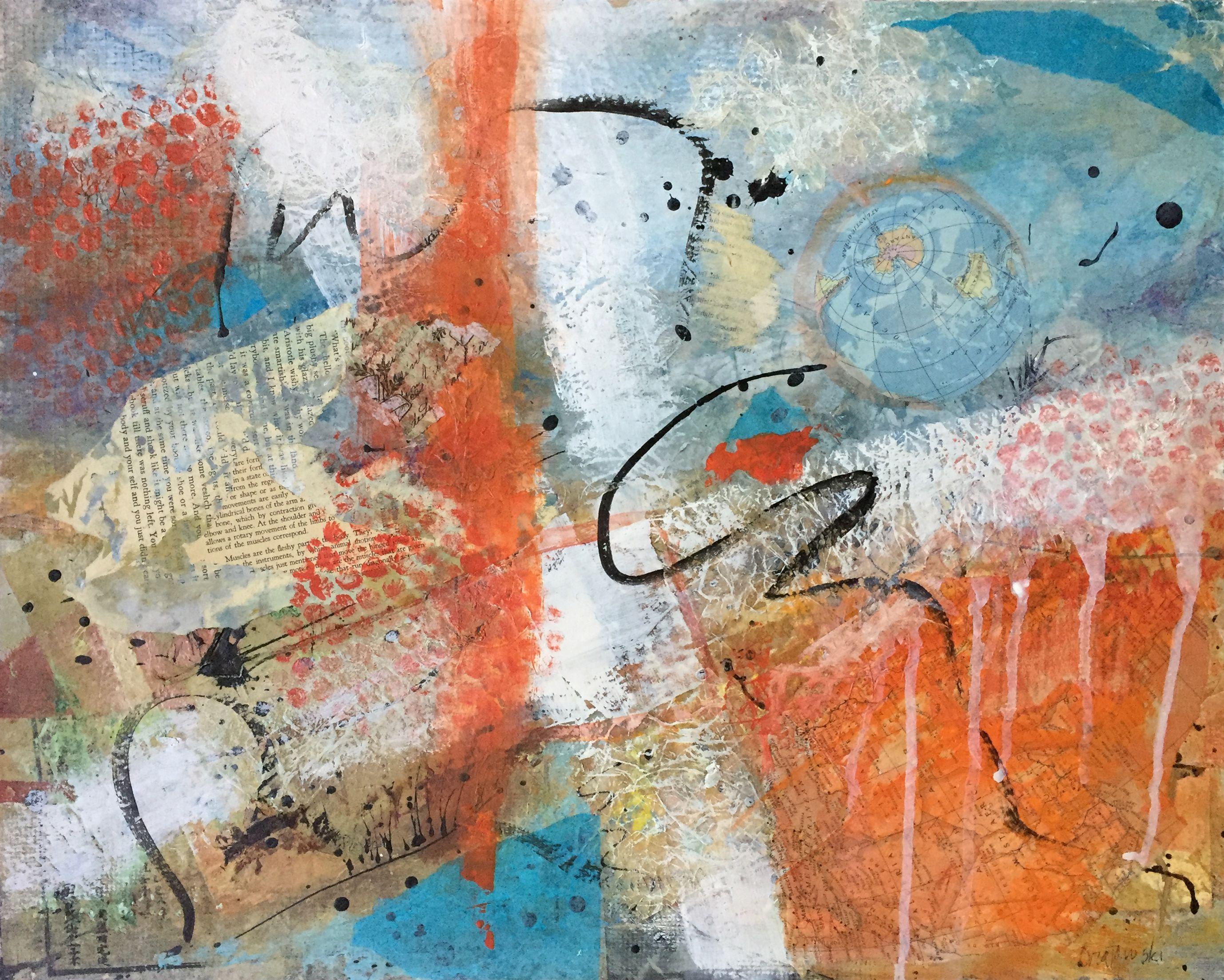 Fish Out of Water, Mixed Media on MDF Panel - Mixed Media Art by Letty Oratowski