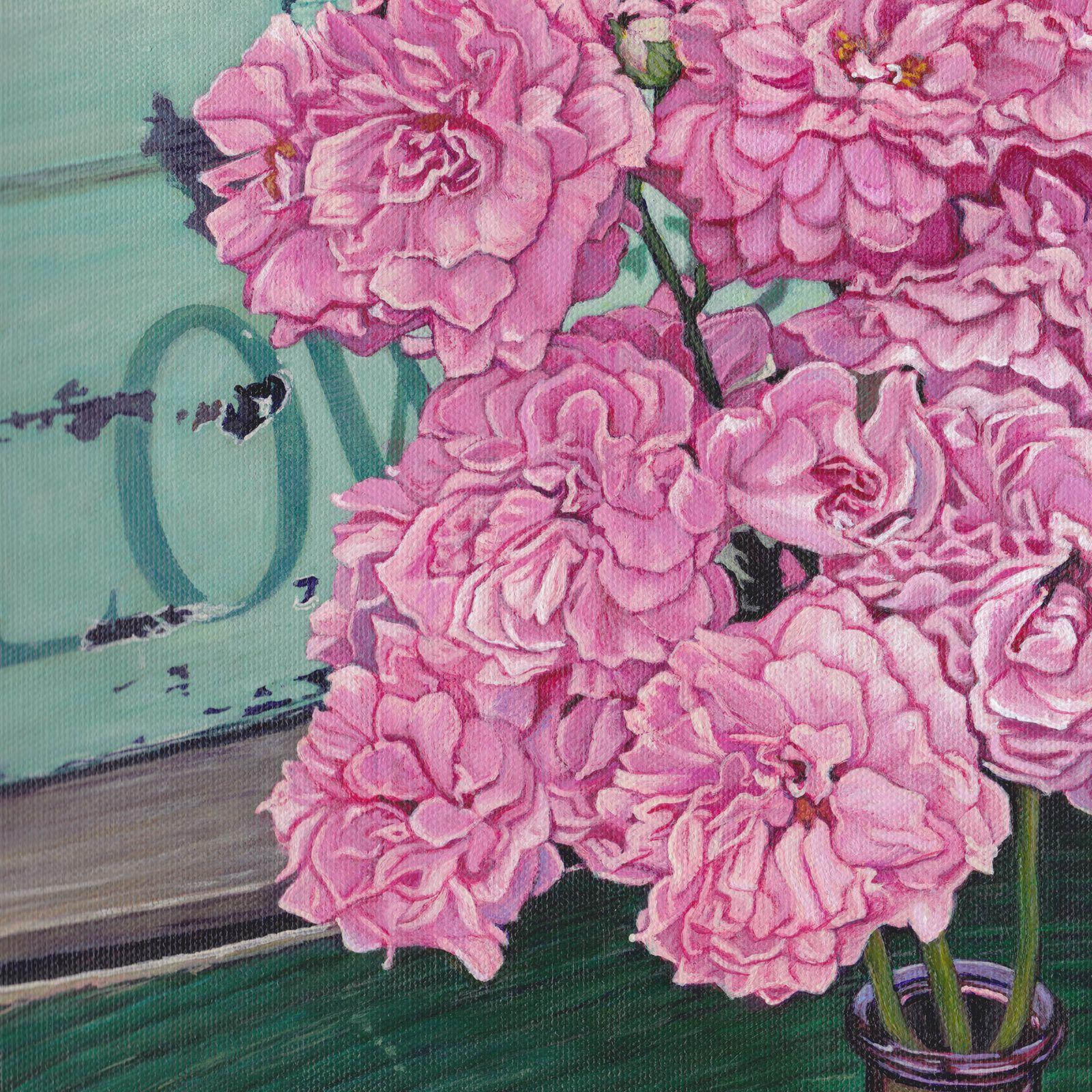 Peonies at the Farmers Market, Painting, Acrylic on Canvas 1