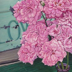 Peonies at the Farmers Market, Painting, Acrylic on Canvas