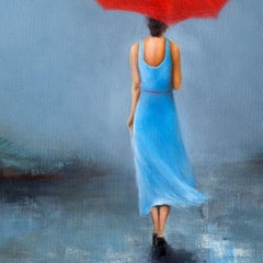 Lady with Umbrella, Painting, Oil on Canvas