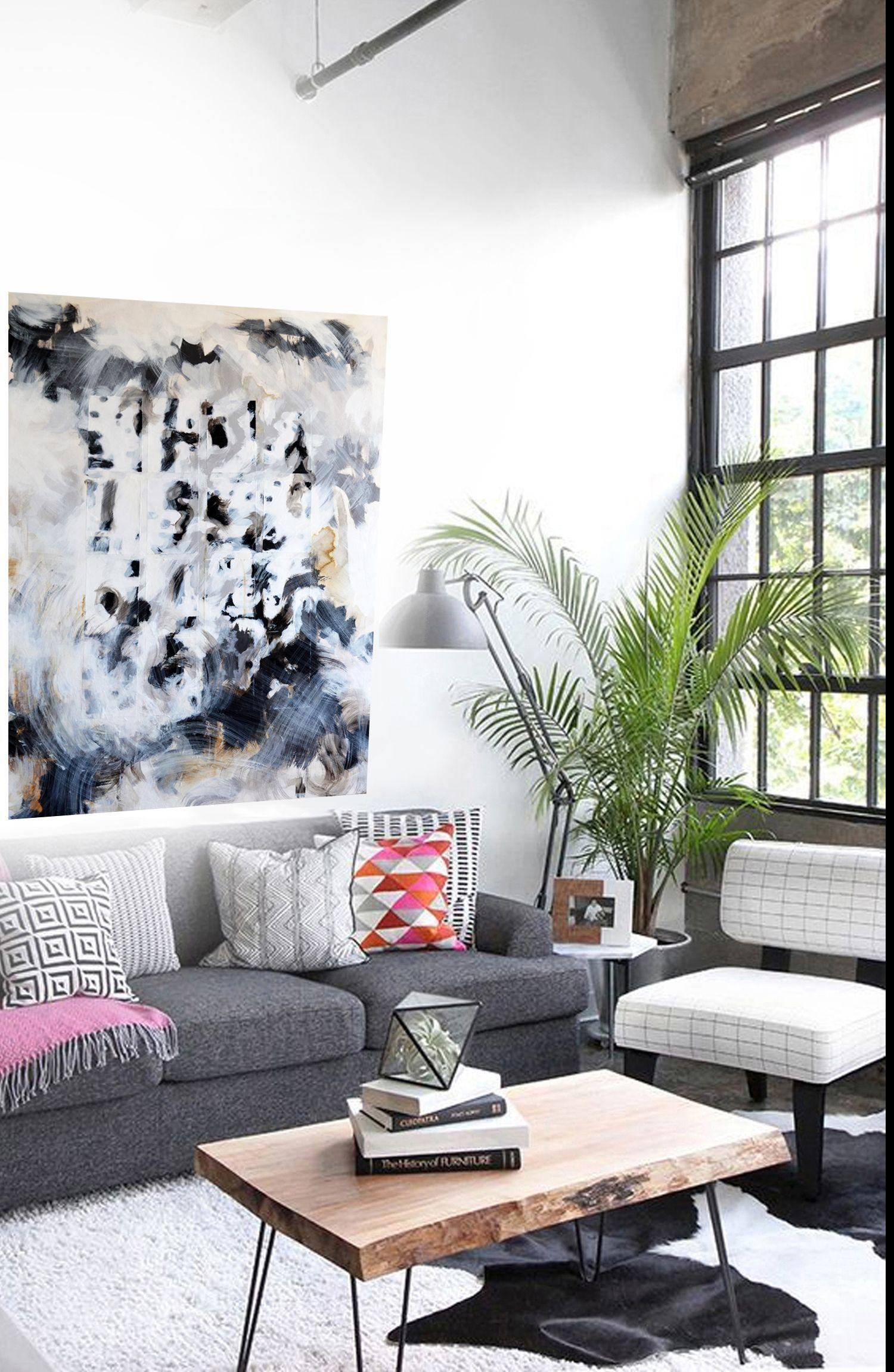 Tohu-bohu, Pintura, Acrílico sobre lienzo - Abstract Painting Gris de Nadia NL