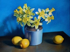 Daffodils and Lemons, Painting, Oil on Canvas