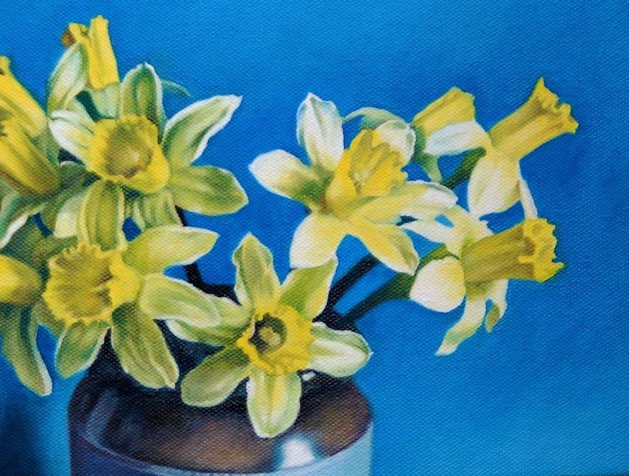 Narcisi e limoni, Pittura, Olio su tela - Painting Realismo di Natalia Beccher