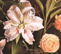 Lilies and Roses, Painting, Oil on Canvas