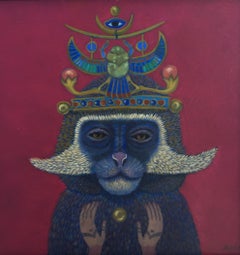 Egyptian Monkey l, Painting, Oil on Wood Panel