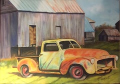 Rusty Truck, Gemälde, Acryl auf Anderem