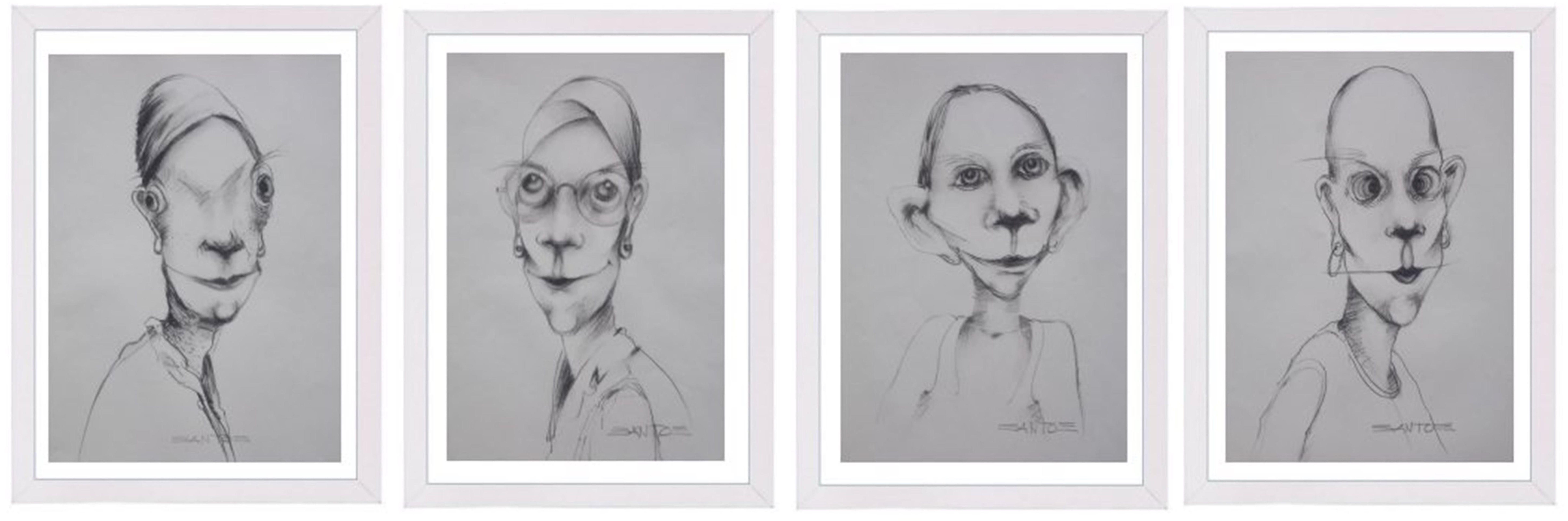 The Family, Drawing, Charcoal on Paper - Art by Francisco Santos