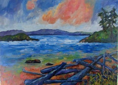West Coast Beach, Painting, Oil on Canvas