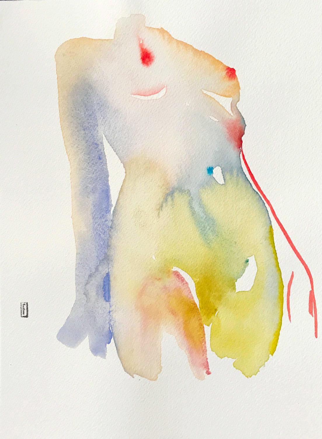 Saintly Narcotic, Watercolor, Painting, Figurative Art, Nude, Signed, Framed im Angebot 1