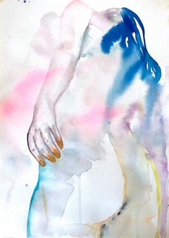 Stay Gold, Watercolor on Paper, Painting, Figurative Art, Nude, Signed