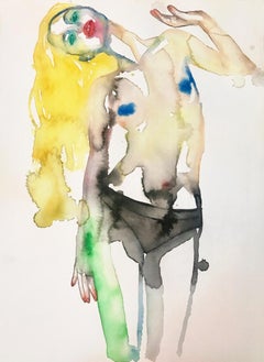 BARBIE BRAINWASHED, Watercolor, Painting, Nude, Signed, Framed