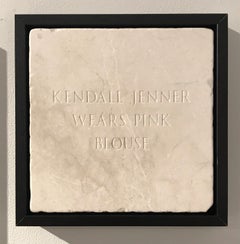 Kendall Jenner Wears Pink Blouse, Sculpture, Marble, Engraved, Signed, Framed
