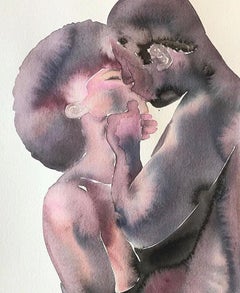 Kiss Me No 16, Watercolor, Painting, Figurative Art, Nude, Signed, Framed