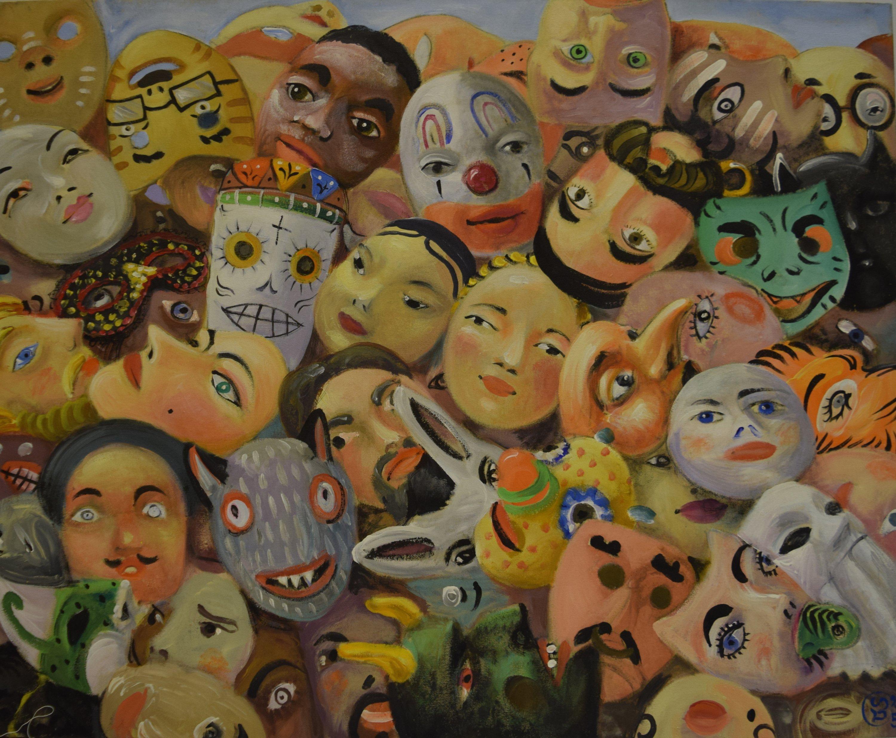 David  Bowes Figurative Painting - Masks