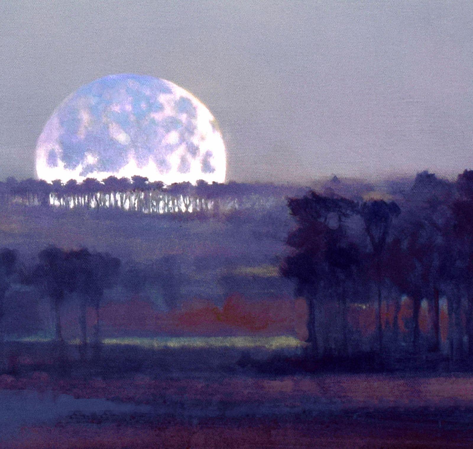 Atardecer en St Hippolyte, Provenza, Pintura, Acrílico sobre lienzo - Painting Contemporáneo de John O'Grady