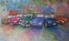 Classic Jaguars '1', Painting, Oil on Canvas