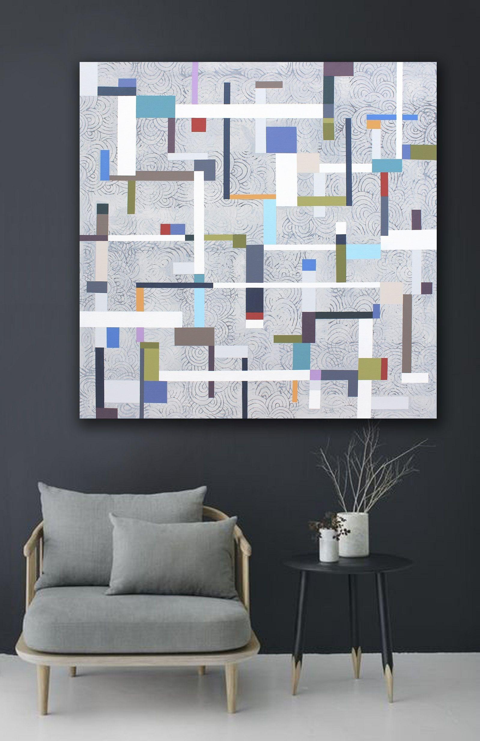 Original large abstract painting / square painting 