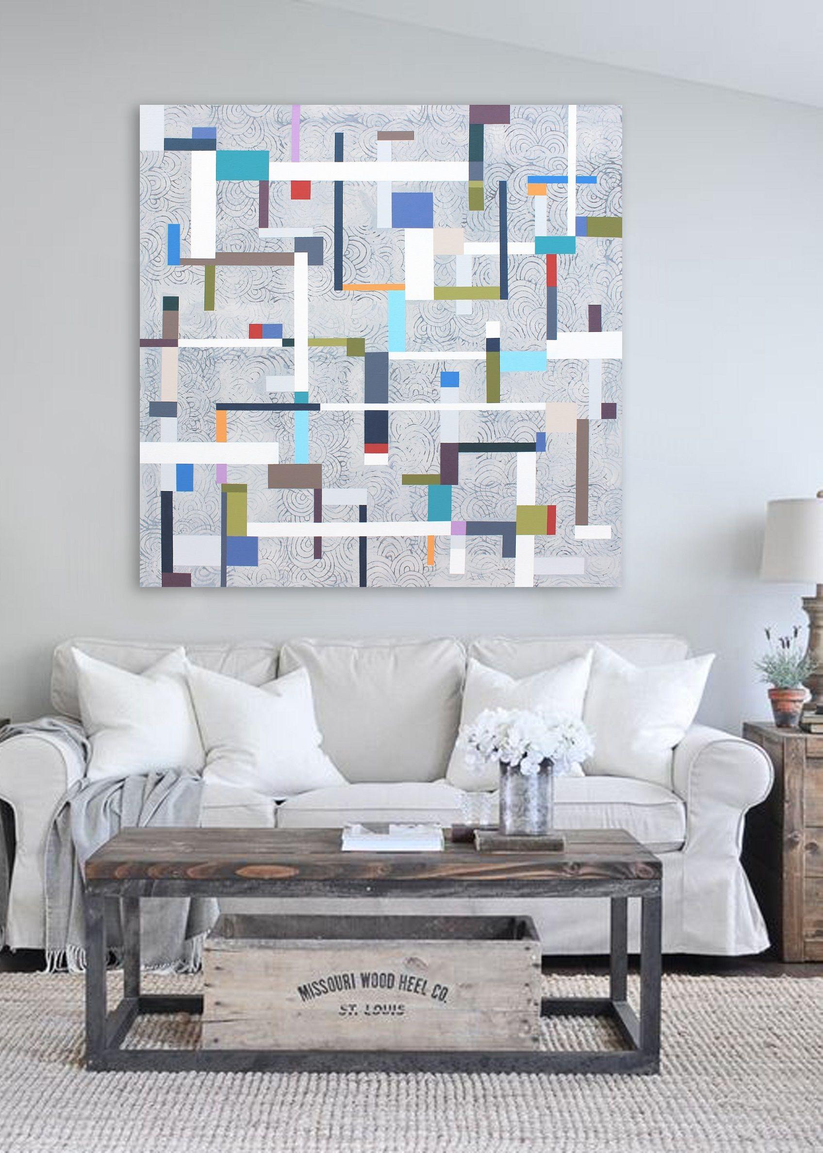 La geometria incontra l'ornamento 1, Pittura, Acrilico su tela in vendita 1