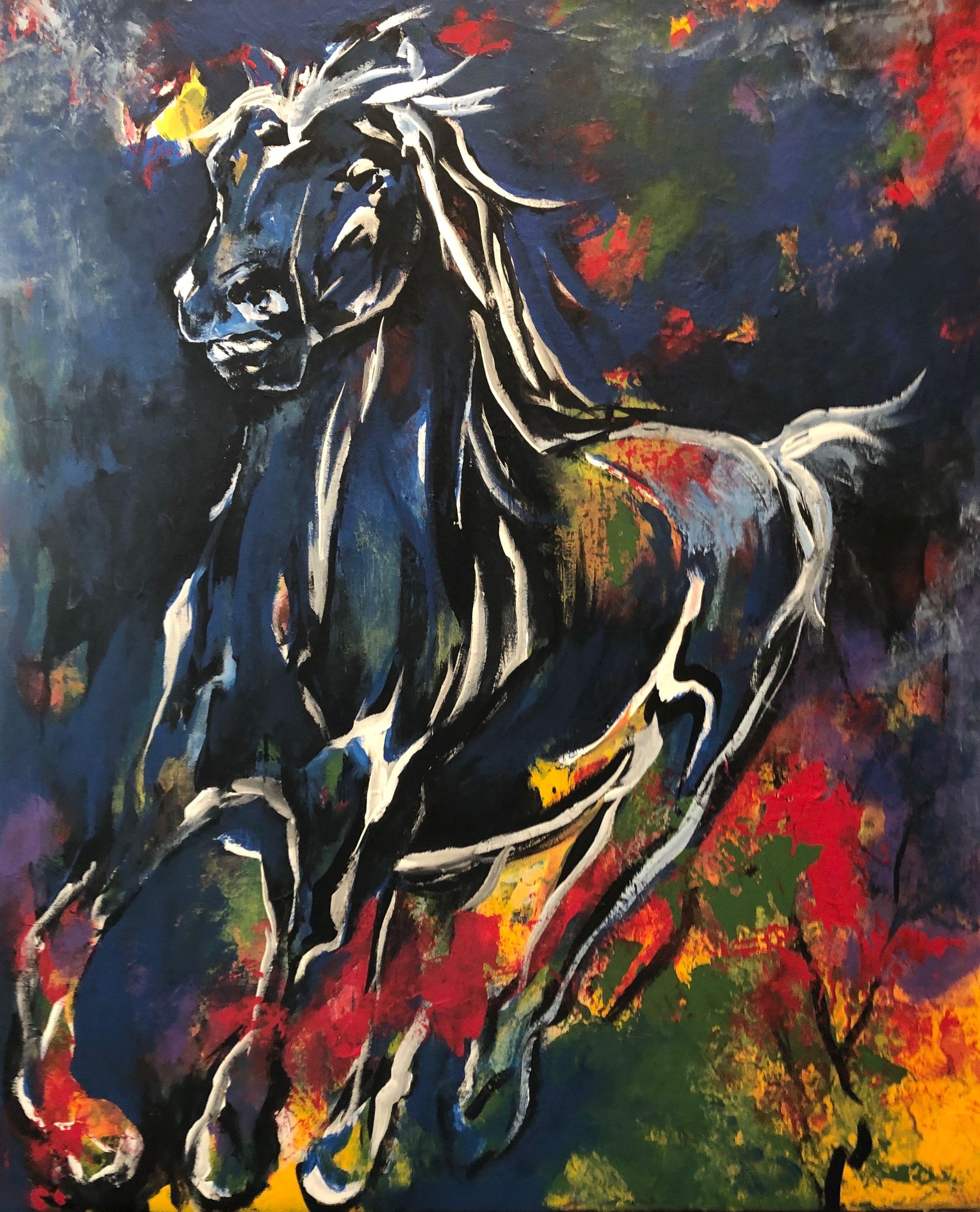 Andar por el jardín, Pintura, Acrílico sobre lienzo - Painting de Laverne Chisan