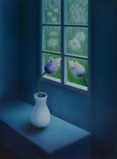 Flower by the Window, Painting, Oil on Canvas