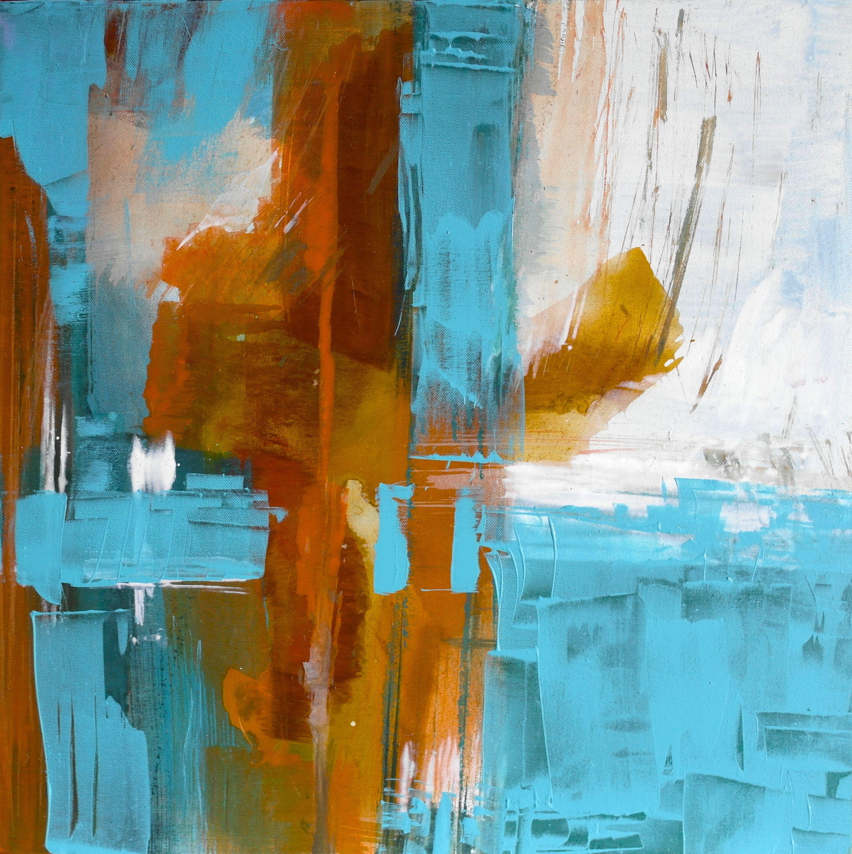 Michelle Hold Abstract Painting - Turquoise Memories, Painting, Acrylic on Canvas