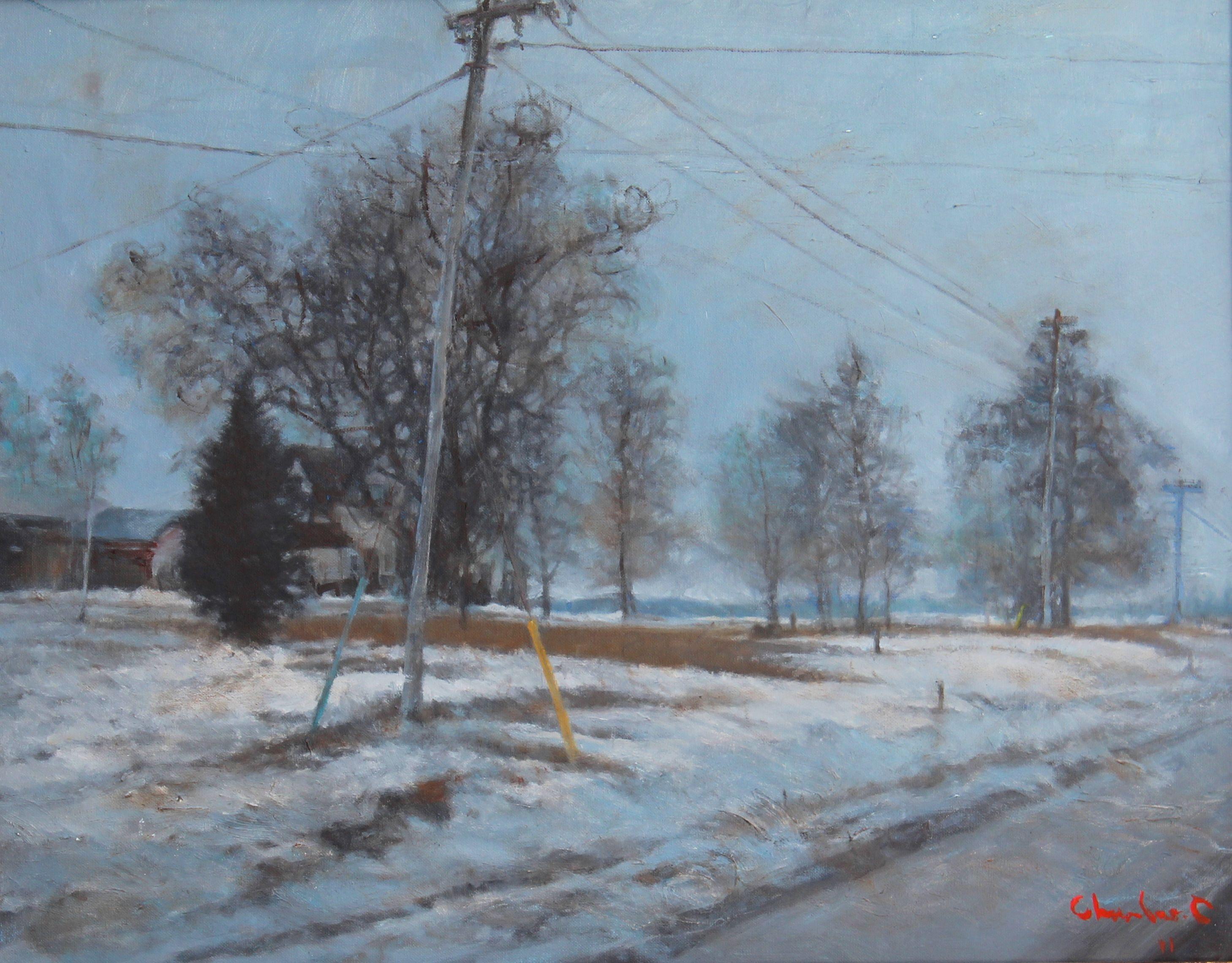 Früher Schnee, Gemälde, Öl auf Leinwand