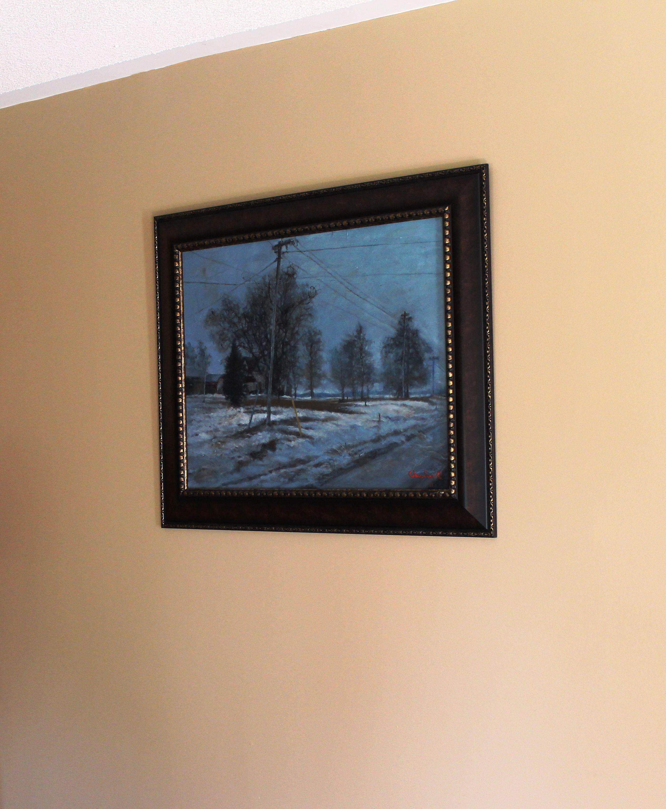 Früher Schnee, Gemälde, Öl auf Leinwand im Angebot 1