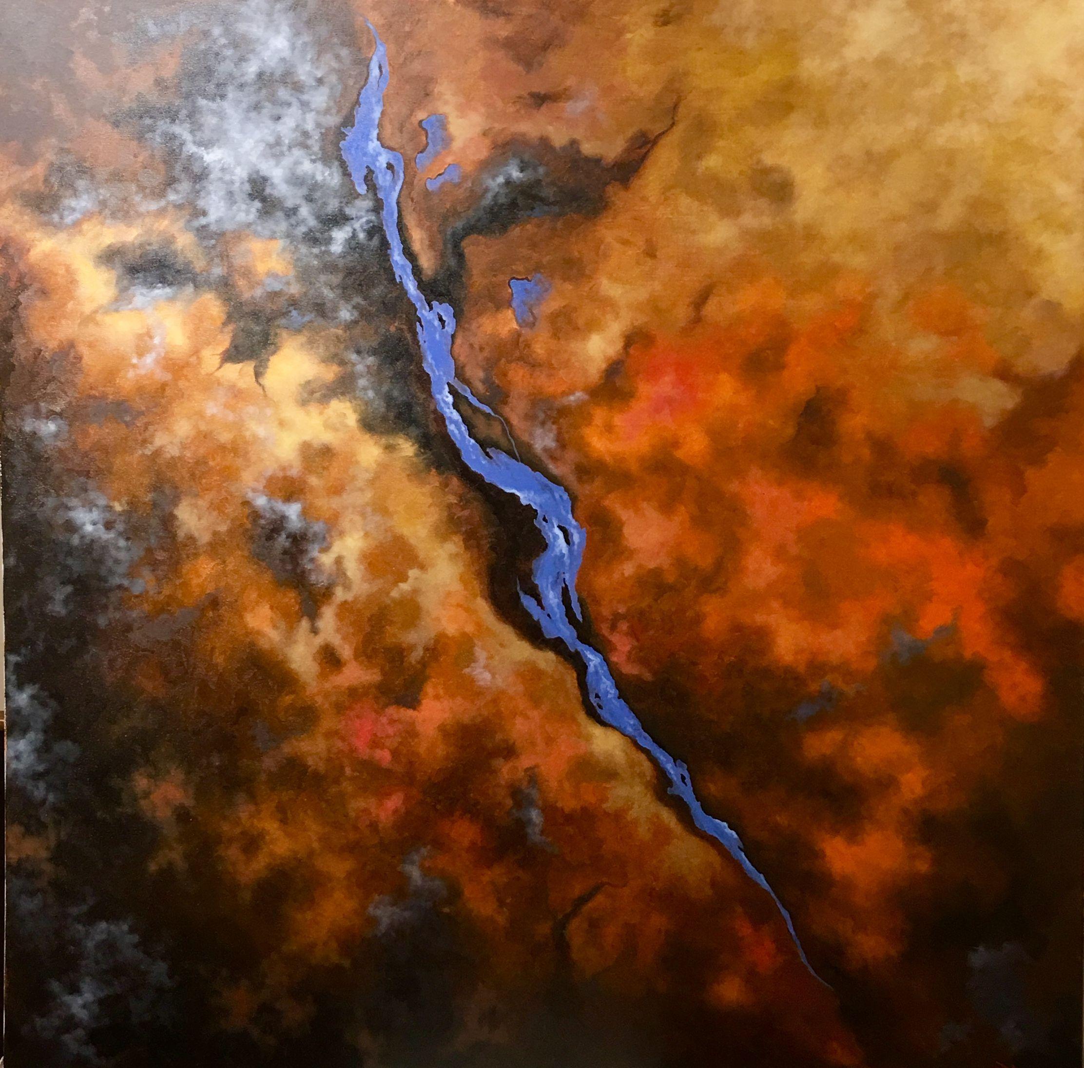 Abstract Painting di David Berger - "Pausa autunnale", Pittura, Olio su tela