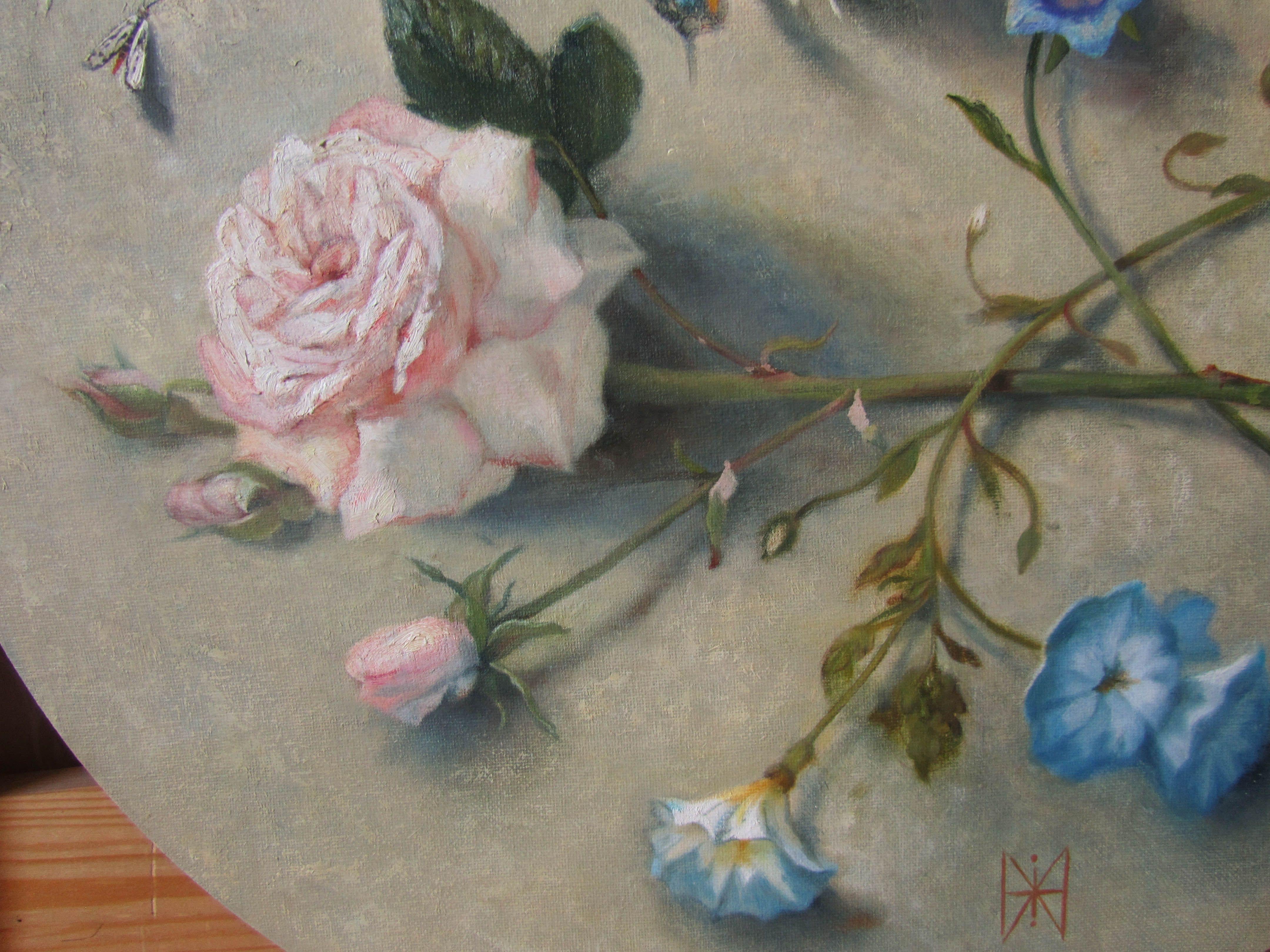 Butterflies and rose, Painting, Oil on Canvas 3