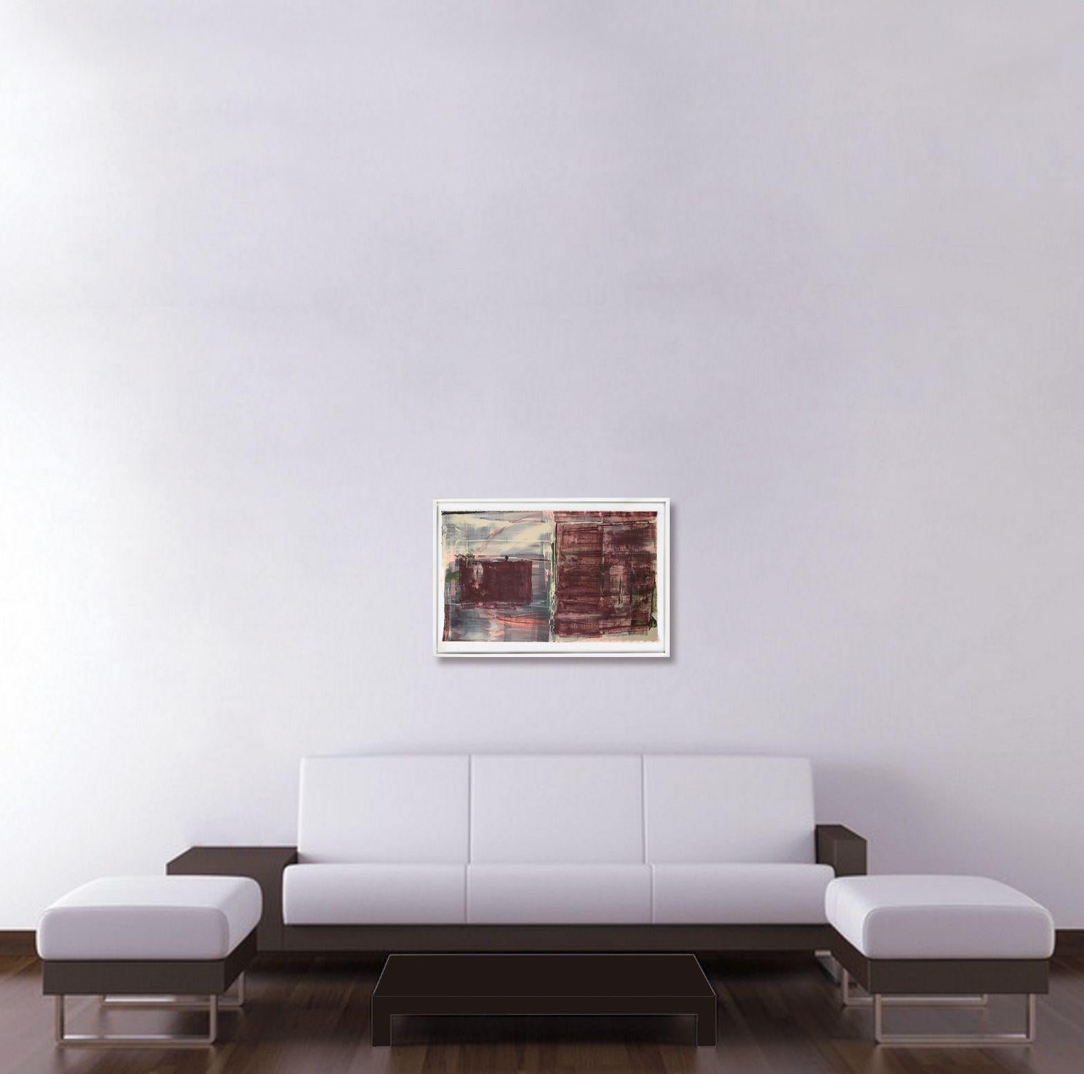 Statica 218, Pittura, Acrilico su carta - Abstract Painting Marrone di Sia Aryai