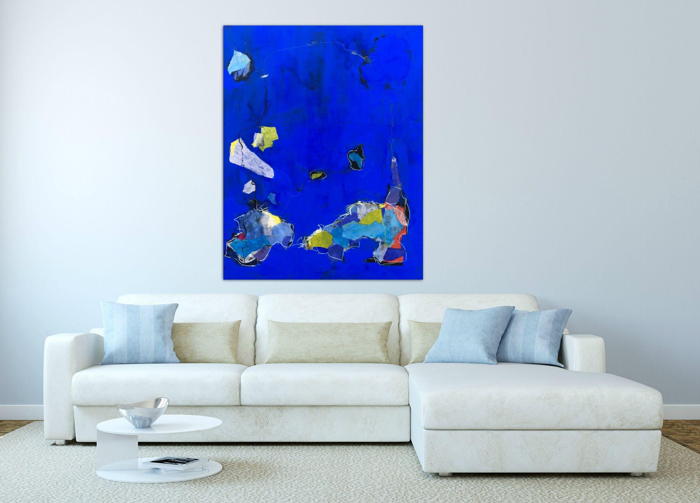 Cycle of Life, Painting, Acrylic on Canvas - Blue Abstract Painting by Angela Dierks