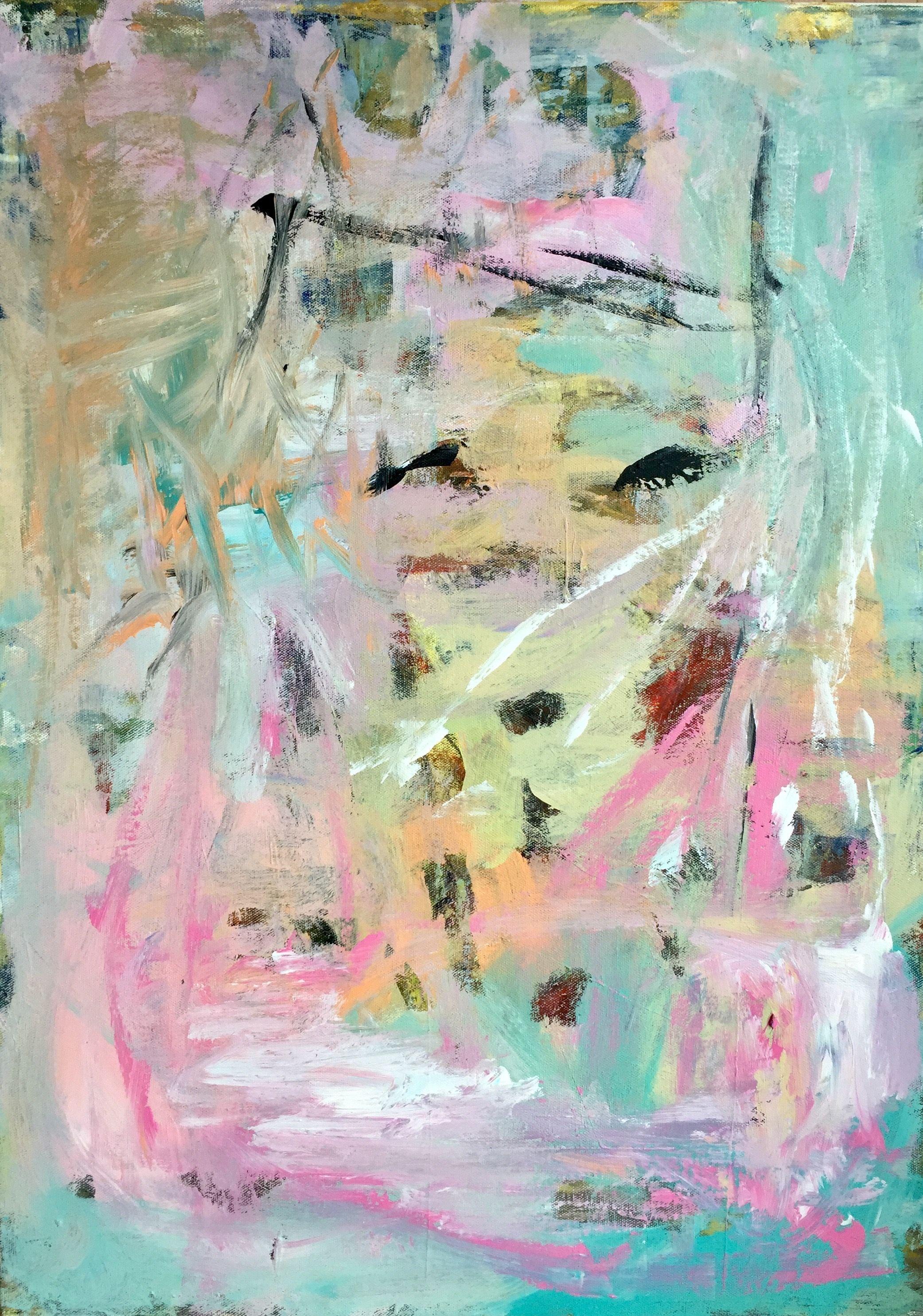 Pequeña Geisha, Pintura, Acrílico sobre lienzo - Painting de Christel Haag