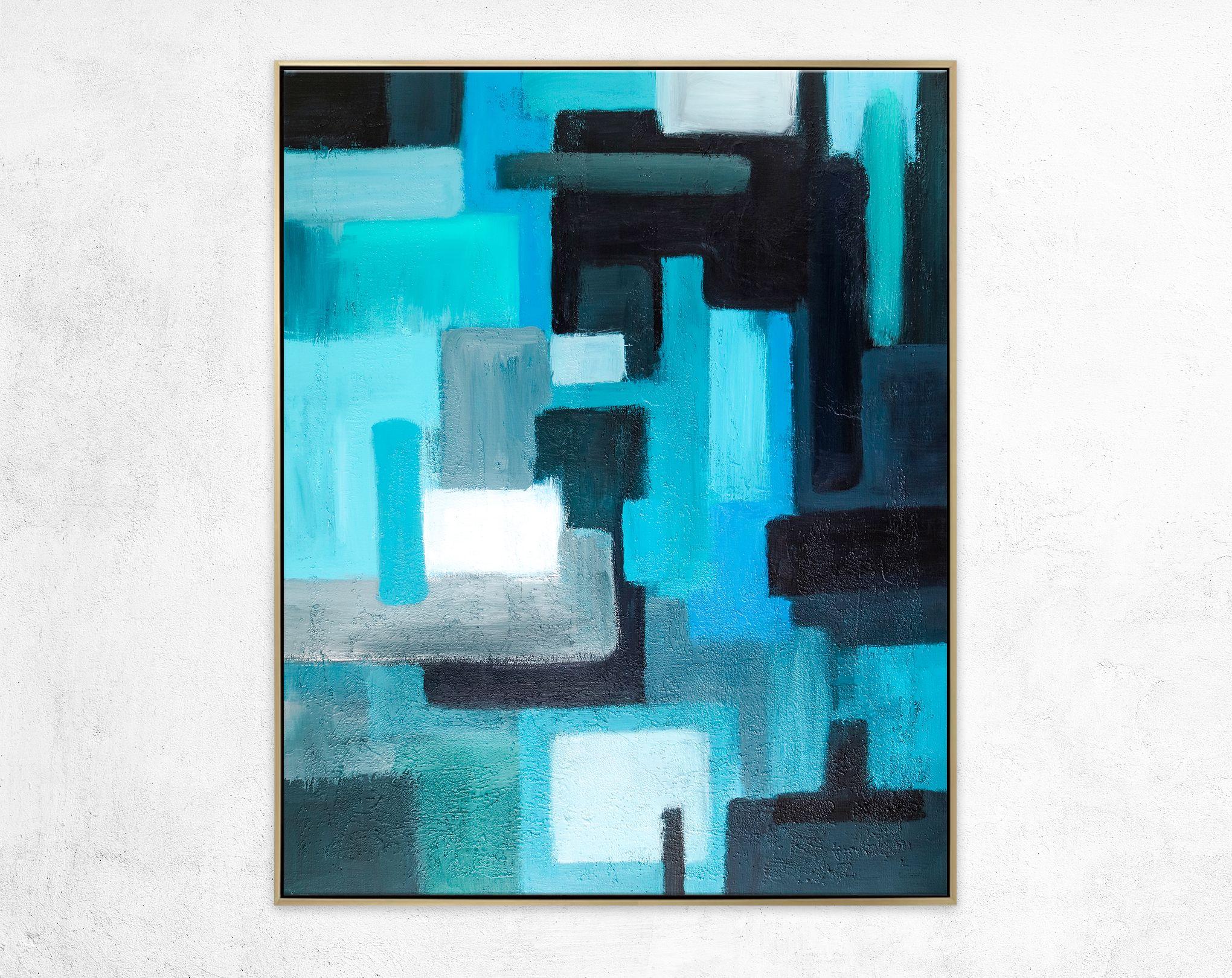 Assembled, Painting, Acrylic on Canvas - Blue Abstract Painting by Hyunah Kim