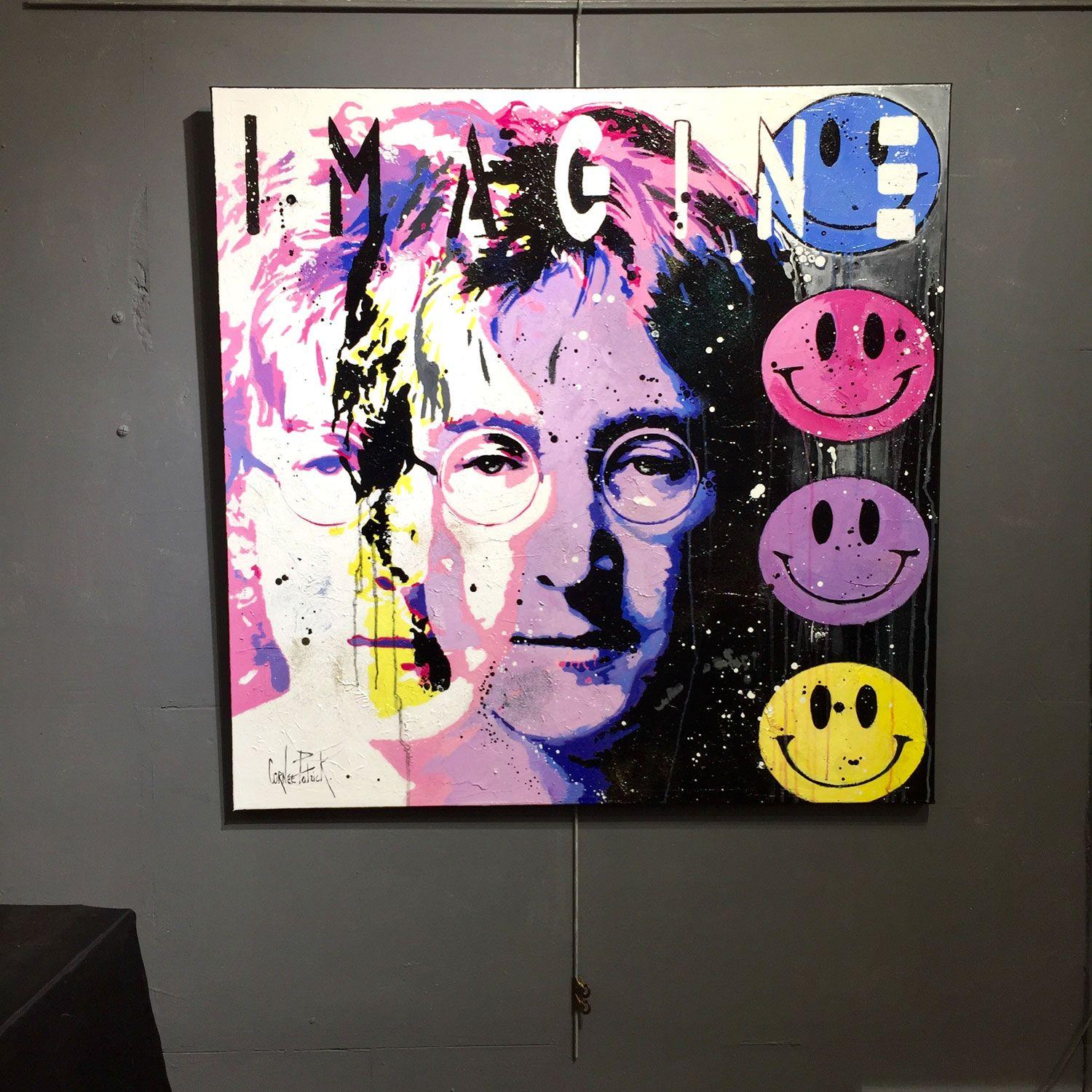 John Lenon, imagine, pink version, Painting, Oil on Canvas 1