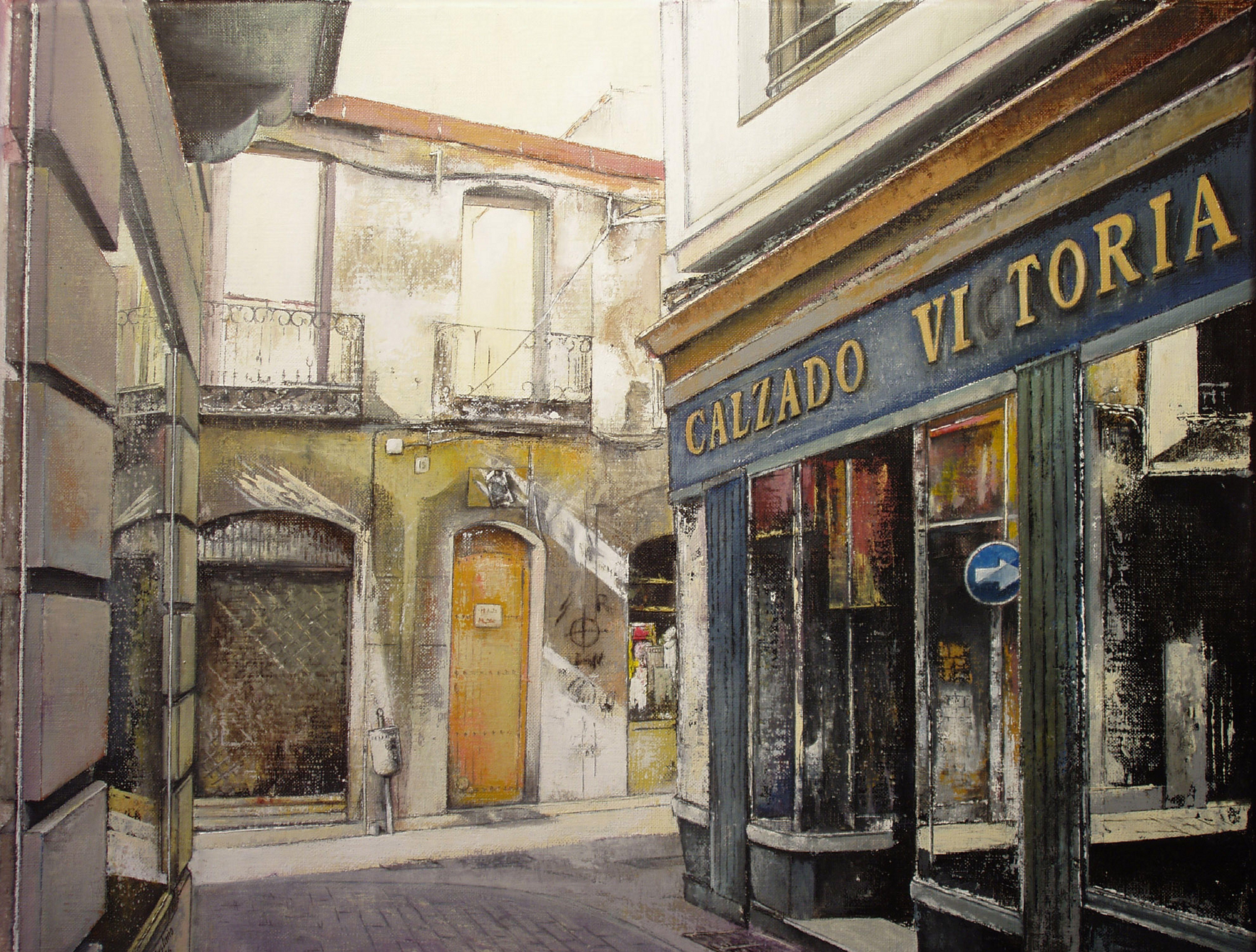 Calzados Victoria, Pintura, Óleo sobre lienzo - Painting de Tomas Castaã'o