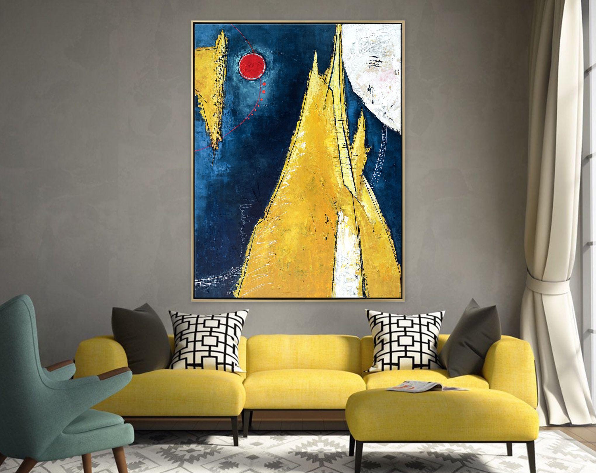 sun and moon painting on canvas