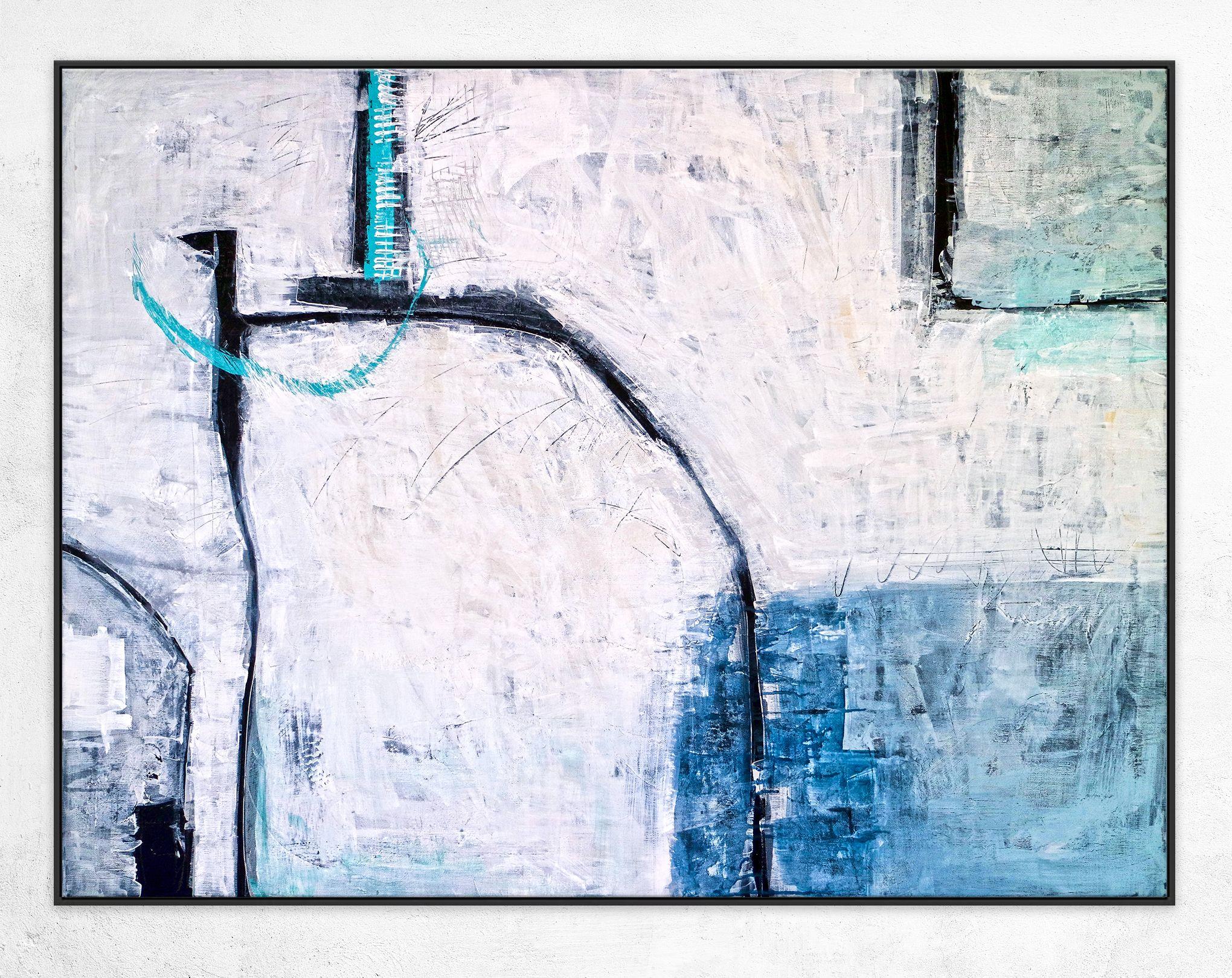 Old modern, Painting, Acrylic on Canvas - Gray Abstract Painting by Hyunah Kim
